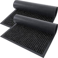 OLANLY Front Door Mat Indoor Outdoor Entrance, 2-Pack 29.5 x 17 Inch, Waterproof Heavy Duty Doormat, Fade Resistant, Low Profile, Easy Clean Patio Porch Welcome Floor Mats for Entry, Off-Black