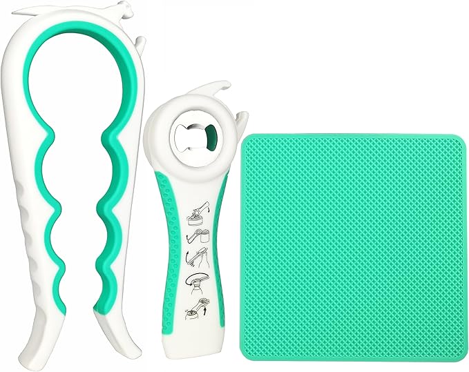 Jar Opener for Weak Hands, 5 in 1 Bottle Opener for Seniors with arthritis | Multifunction Lid Opener, Adjustable, Non-slip, Effortlessly Open Jars Bottles and Ring Pull Cans,Included Rubber Gripper Pad