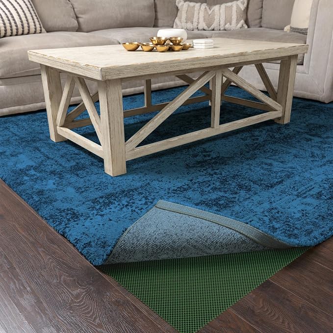 Veken 8x10 Ft Rug Pad Gripper for Hardwood Floors, Non Slip Dark Green Rug Pads for Area Rugs, Thick Rug Grippers for Tile Floors, Under Carpet Anti Skid Mat, Keep Your Rugs Safe and in Place