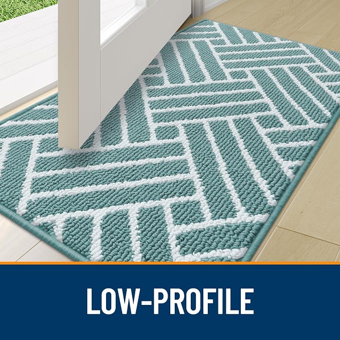 OLANLY Indoor Door Mat, 48x32 Inch, Dirt Resistant and Absorbent, Non-Slip Rubber Backing Floor Mats, Easy Clean Low-Profile Doormat for Entryway, Front Door, and Inside Entrance, Sage Green