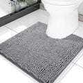 Smiry Luxury Chenille Toilet Rugs U-Shaped 20x20, Soft Absorbent Non-Slip Contour Bathroom Rugs for Toilet, Machine Washable Contoured Bath Mats, Grey