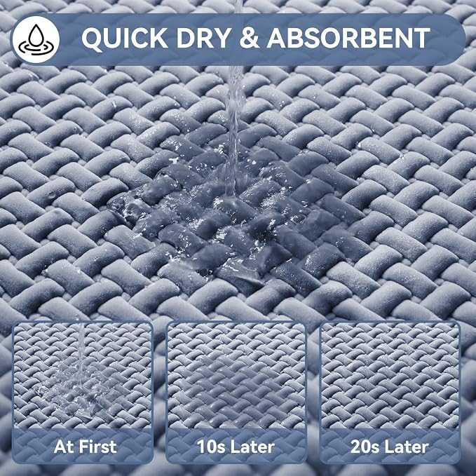 YDKGL Bathroom Rugs Non Slip, Super Absorbent Quick Dry Bath Mats for Bathroom, Foam Weave Texture Thin Bath Rugs Washable with Rubber Backing Fit Under Door Outside Shower,24" x 35“