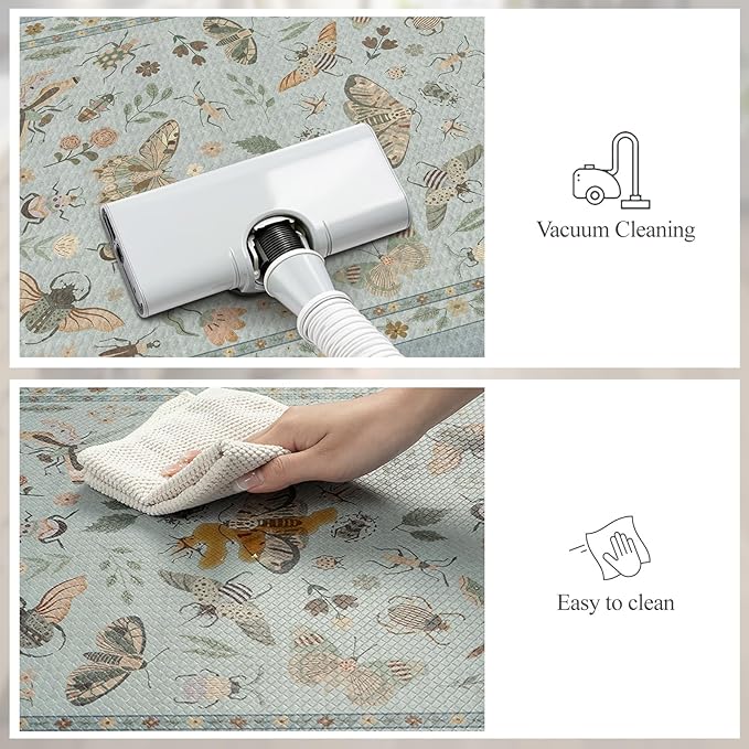 LEEVAN Anti Fatigue Mats for Kitchen Floor Non-Slip, Cushioned Kitchen Mats for Floor 2 Piece, Blue Memory Foam Kitchen Mat Set, Waterproof Ergonomic Standing Mat for Bar, Office,Desk, Laundry