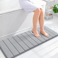 OLANLY Memory Foam Long Bathroom Rugs Runner 47x17, Super Soft Absorbent Bath Mat, Quick Dry, Machine Washable Shower Floor Rugs, Bathmat Carpet, Bathroom Home Decor Accessories, Grey
