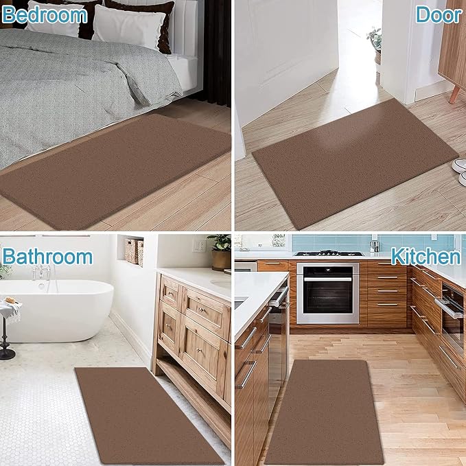 godehone Shower Mats Non Slip Without Suction Cups, PVC Loofah Bathroom Mats, Loofah Mats for Shower and Bathroom, Quick Drying, 23.6× 47.2 Inch, Brown