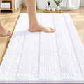 OLANLY Thick Bathroom Rugs 30x20, Extra Soft Absorbent Chenille Striped Bath Rugs, Rubber Backing, Machine Wash Dry, Bath Mats for Bathroom Floor, Tub and Shower, Home Decor Accessories, White