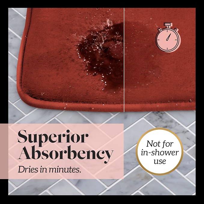 Memory Foam Bath Mat Non Slip Absorbent Super Cozy Velvet Bathroom Rug Carpet (22 inches X 42 inches, Autumn Glaze)