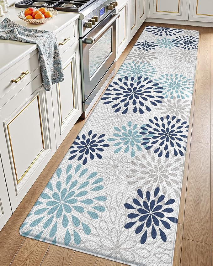 LUMI Anti Fatigue Kitchen Cushioned Mat for Floor, Padded Waterproof Runner for Standing, Stain Resistant Comfort Rugs for Home, Sink, Laundry, 24x87