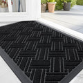 OLANLY Indoor Outdoor Mat, Sturdy Natural Rubber Floor Mat, Non Slip Low Profile Waterproof Doormat, and Stain Front Door Mats, Easy Clean Patio Entrance Mat, 36''x24'', Black