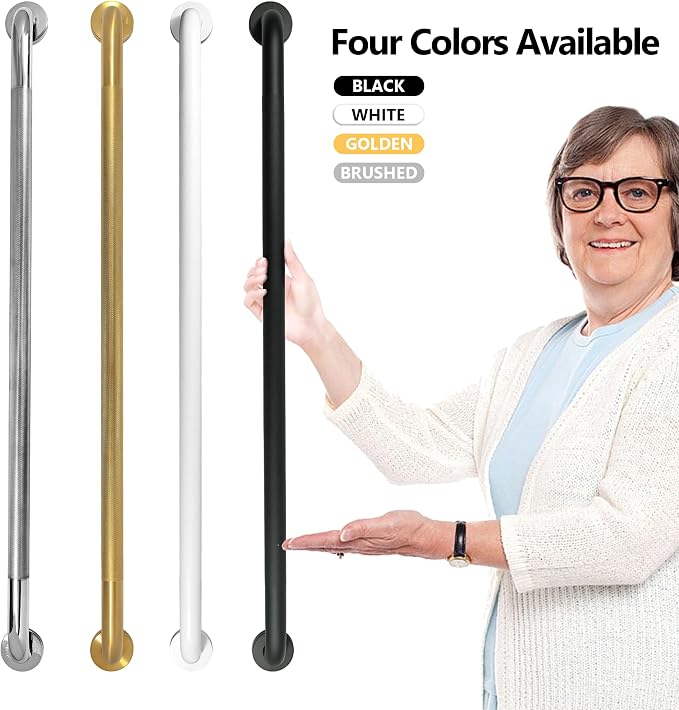 Shower Grab Bar, 2 Pack 39.4 Inch Bathroom Grab Bar, 1.25" Diameter 304 Stainless Steel Anti-Slip Grab Bars for Bathtubs and Showers, Handicap Shower Grab Bar for Seniors Elderly
