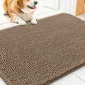 Smiry Dog Door Mat for Muddy Paws 30x20, Absorbent Dirt Trapper, Non-Slip Washable Chenille Entryway Rug for Inside Floor, Camel, Classic Solid