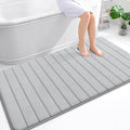 OLANLY Memory Foam Bath Mat 59x35, Super Soft Absorbent Bathroom Rugs, Quick Dry, Machine Washable Shower Floor Rugs, Bathmat Carpet, Bathroom Home Decor Accessories, Light Gray
