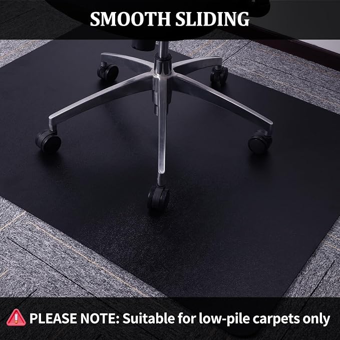Tydle Office Chair Mat for Carpet, 36" x 48" Slip Resistant Chair Mat for Carpeted Floors, Heavy Duty Computer Under Desk Plastic Floor Mat with Grips, Carpeted Floor Protector for Home Office (Black)