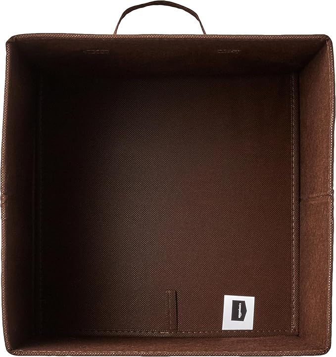 Amazon Basics Collapsible Fabric Storage Bins with Handles, Cube Organizer for Home Organization, 13" x 13" x 13", Brown, 6-Pack