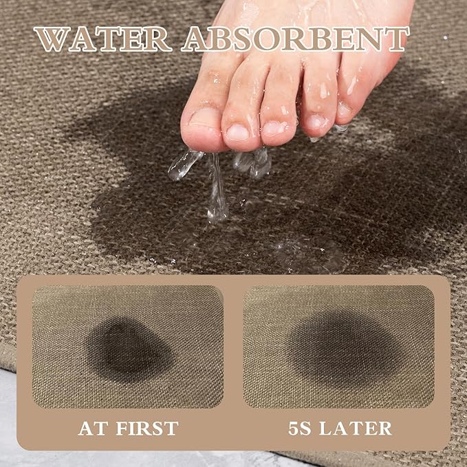 chakme Bathroom Rugs Mat 47x25, Ultra Thin Non Slip Bath Mat Large Quick Dry Absorbent Bath Mat for Bathroom Floor, (Dark Beige, 47"x25")