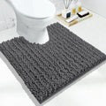 Yimobra Toilet Rug U Shaped Washable 24x24 Inch - Ultra Soft Absorbent Chenille Bath Rugs for Toilet, Quick Dry & Machine Washable, Non Slip Contour Bathroom Mat, Dark Gray