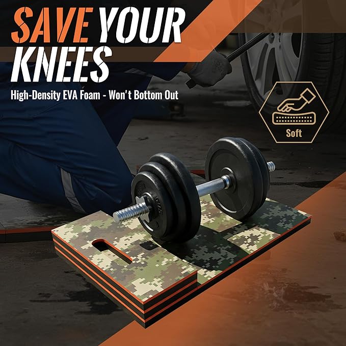 Foldable EVA Utility Mat with Handle, Heavy Duty Mechanic Mat for Kneeling, Workouts, Garages, Gardening, Camping, Picnics, Outdoor Adventures and Home Gyms, Mechanic Kneeling Pad Mechanics Mat-Camouflage