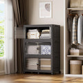 SAILUN 145Gal/579Qt Stackable Storage Bins Folding Collapsible Storage Bins with Lid, Closet Organizers and Storage Box with Door Black 33.5" W x 19" D x 53" H