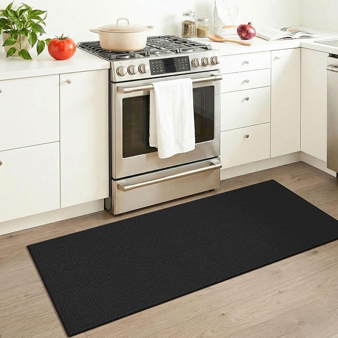 KOZYFLY Runners for Hallways 2x5 ft Washable Kitchen Runner Non Slip Rubber Backed Hall Runners Cotton Entryway Runner Rugs Floor Carpet for Indoor Backdoor Bedroom Kitchen, Black/Dark Grey