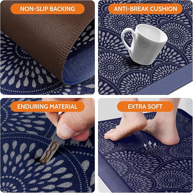 Mattitude 4/5 Inch Kitchen Mat, 20x40in Heavy Duty Ergonomic Comfort Foam Standing Desk Mat, Waterproof Non-Slip Standing Mats and Rugs for Kitchen, Office, Black