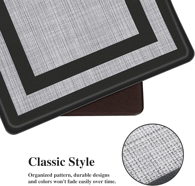Mattitude Kitchen Mats Set of 2 Cushioned 0.47 inch Kitchen Rugs Non-Skid Rug Sets Ergonomic Comfort Standing Mat for Kitchen, Floor, Office, Sink, Laundry, Black