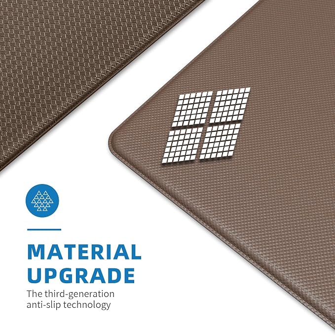 Kitchen Mats for Floor - 17"x95" Anti Fatigue Mats for Kitchen Floor - Non Slip Cushioned Rugs for Standing - Brown