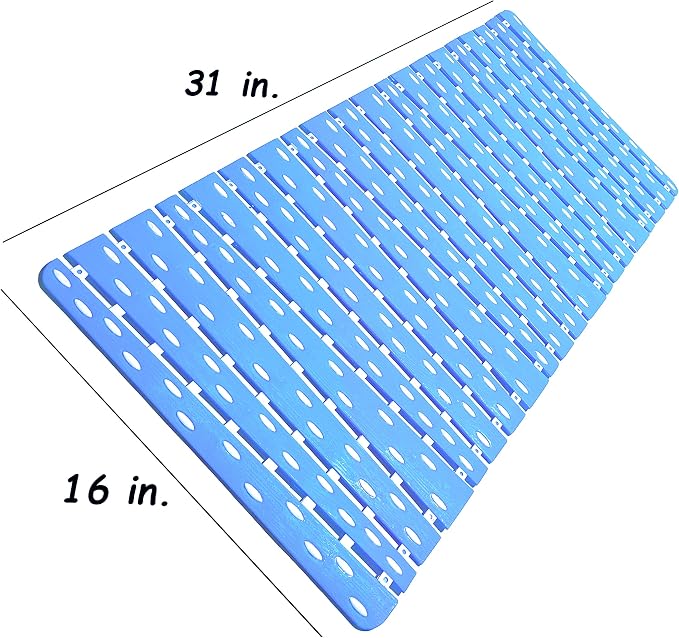 Bathtub Mat Non Slip | Double-Layered Shower Mats with Suction Cups | Improved Drainage, EZ-Dry, Premium Grip Tub Mat | Extended 16x31in. | Non-Toxic, BPA, Latex, Phthalate Free (Waterfall)