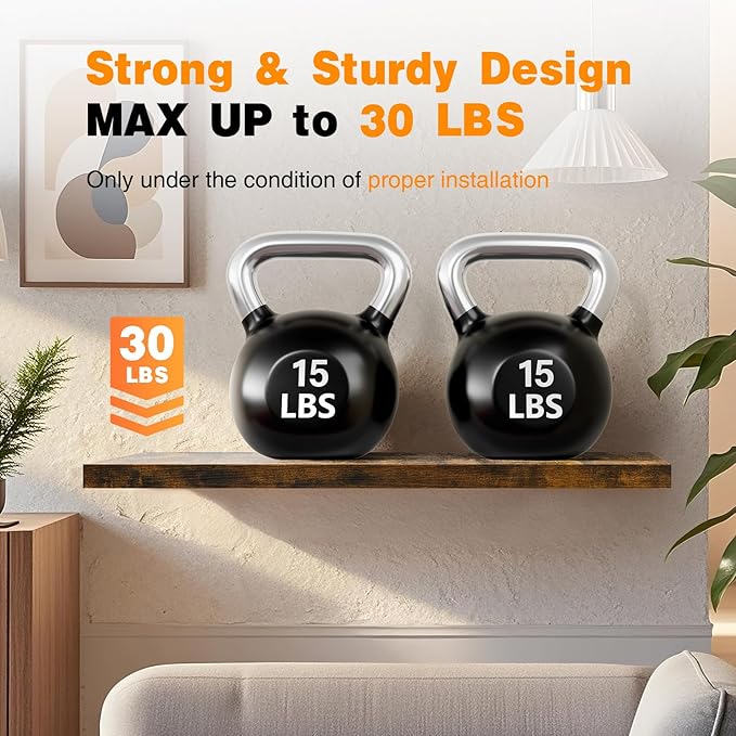 BAYKA Floating Shelves Set of 2, 35.4 inches Long Wall Mounted Rustic Wood Shelves for Bathroom, Bedroom, Living Room, Kitchen, Office, Hanging Shelf for Books/Storage/Decor, Rustic Brown