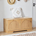 BERRYMERRY 39.4" Fluted Shoe Storage Bench for Entryway,2 Tier Shoe Cabinet Bench with Adjustable Shelf,Bench for Bedroom End of Bed (Natural, 13.8”D x 39.4”W x 18.5”H)