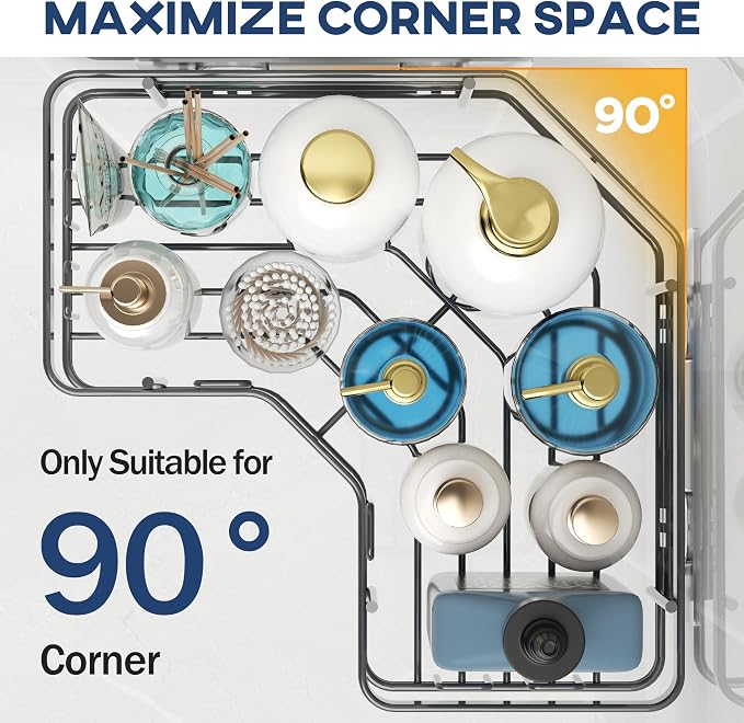 MAXIFFE 3 Pack Corner Shower Caddy with Soap Holder, Large Capacity Sturdy Easy Install No Drilling Stainless Steel Hold 40 LBS Shower Organizer Shelves Rack Storage for Family Renters Bathroom, Grey