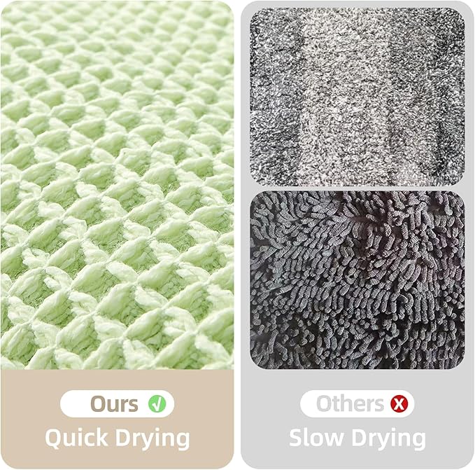 TYUU Waffle Bath Mat, Boho Bathroom Rugs Non Slip Washable Super Absorbent Quick Dry Cute Bath Mat Farmhouse Bathroom Decor, 48"x24" Pale Green
