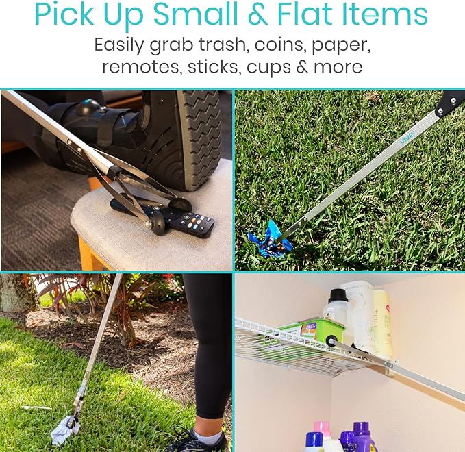 Vive Suction Cup Grabber Reacher 32" - Elderly Grab It Reaching Pickup Tool Heavy Duty for Seniors - Trash, Sticks, Litter Picker Upper - Extra Long Reach Handle & Handy Extension Arm Claw