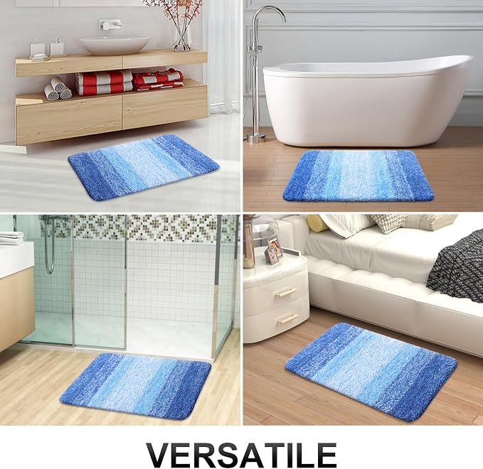 OLANLY Bathroom Runner Rugs Mat 47x17, Extra Soft Absorbent Microfiber Bath Rugs, Rubber Backing, Quick Dry, Long Bath Mats for Bathroom, Tub and Shower, Home Decor Accessories, Light Royal Blue