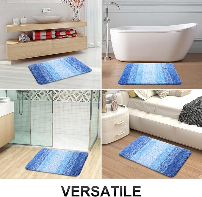 OLANLY Bathroom Rugs Mat 36x24, Extra Soft Absorbent Microfiber Bath Rugs, Rubber Backing, Quick Dry, Washable Bath Mats for Bathroom Floor, Tub and Shower, Home Decor Accessories, Light Royal Blue