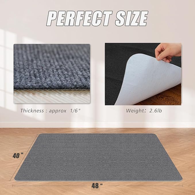 Sycoodeal Office Chair Mat for Hardwood Floor,Office Computer Gaming Chair Mat for Tile Floor,Large Floor Protector Rug,Anti-Slip,Easy to Clean,Grey(40"x48")