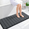 OLANLY Memory Foam Long Bathroom Rugs Runner 47x20, Super Soft Absorbent Bath Mat, Quick Dry, Machine Washable Shower Floor Rugs, Bathmat Carpet, Bathroom Home Decor Accessories, Dark Gray