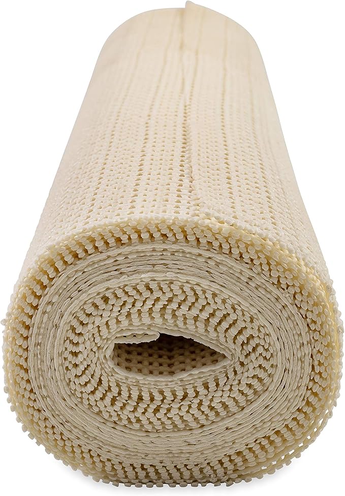 Camco Slip Stop Liner - Prevents Slipping and Sliding in RVs & Camper Kitchen Shelves and Drawers | Great for Toolboxes, Rugs, & More |Durable, Washable Material | 1' x 12' Roll - Cream (43277)