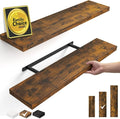 BAYKA Floating Shelves Set of 2, 35.4 inches Long Wall Mounted Rustic Wood Shelves for Bathroom, Bedroom, Living Room, Kitchen, Office, Hanging Shelf for Books/Storage/Decor, Rustic Brown