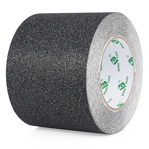 BOMEI PACK Black Anti Slip Tape, 4 Inch x 33 Foot Non-Slip Traction Grip Tape for Stairs, Waterproof Stair Treads Grip Non Slip, Non Skid Tape for Steps, Outdoor Black Grip Tape