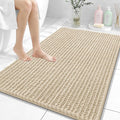 OLANLY Bathroom Rug Mat 40x32, Thick Soft and Absorbent Chenille Bath Mat, Non-Slip Rubber Backing, Machine Washable Quick Dry Bath Rugs for Tub Shower Floor, Home Decor Accessories, Beige