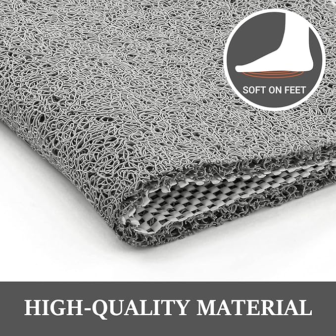 LuxStep Shower Mat Bathtub Mat,40x24 inch, Non-Slip Bath Mat with Drain, Quick Drying PVC Loofah Bathmat for Tub,Shower,Bathroom,Grey