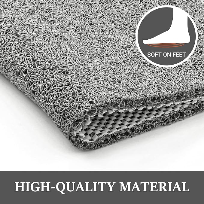 LuxStep Shower Mat Bathtub Mat,36x16 inch, Non-Slip Bath Mat with Drain, Quick Drying PVC Loofah Bathmat for Tub,Shower,Bathroom (Phthalate Free,Grey)