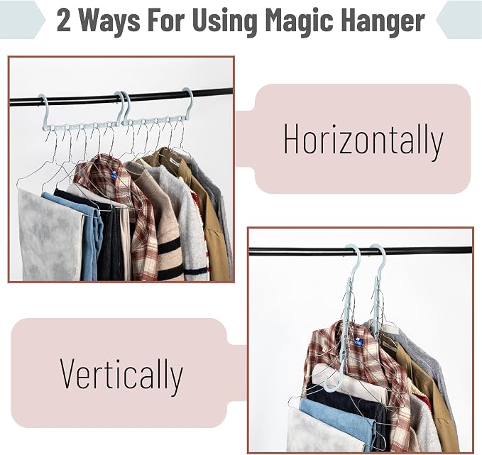 Mr. Pen- Space Saving Hangers, 16 pcs, 360° Rotating Hooks, Magic Cascading Hanger Organizer with 5 Enclosed Slots, Closet Organizers and Storage for Clothes, College Dorm Room Essentials