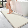 OLANLY Thick Memory Foam Bathroom Runner Rugs 47x17, Extra Soft Absorbent Long Bath Rug, Quick Dry Bath Mats, Non-Slip, Machine Washable Mat for Bathroom, Tub and Shower, Home Decor Accessories, Ivory