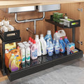 1 Pack-19"-32"W Expandable Under Sink Organizer With Upgrade Ball-Bearing Slide,2-Tier Pull Out Under Cabinet Organizer Height Adjustable,Not Suitable For Cabinets With Partitions In The Middle