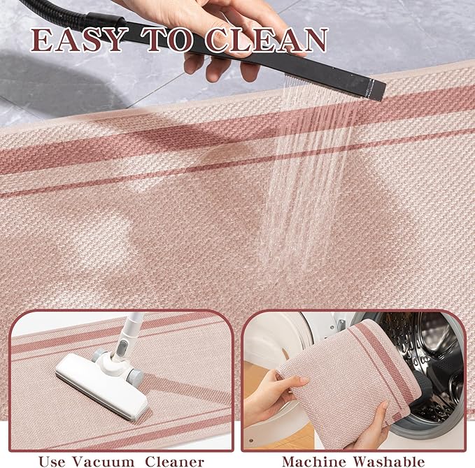 chakme Bathroom Rugs Mat 24x17, Ultra Thin Non Slip Bath Mat Small Quick Dry Absorbent Bath Mat for Bathroom Floor, (Light Pink, 24"x17")