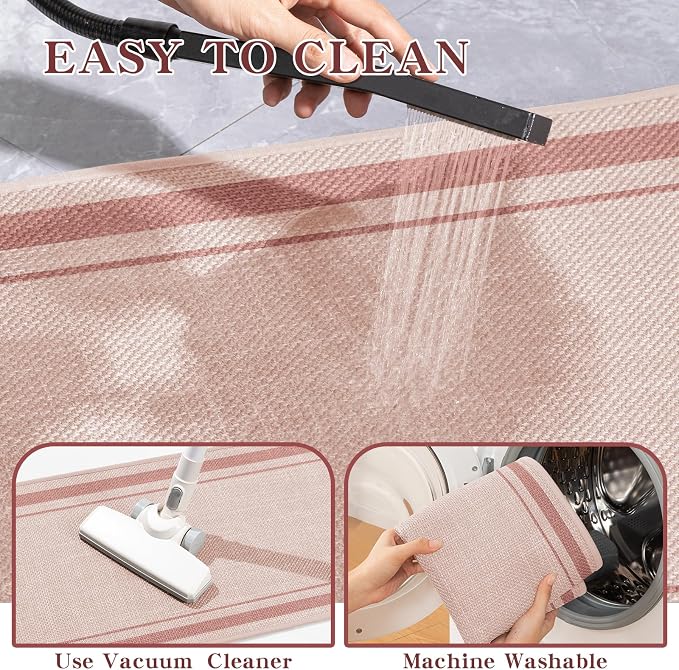 chakme Bathroom Rugs Mat 32x17, Ultra Thin Non Slip Bath Mat Quick Dry Absorbent Bath Mat for Bathroom Floor, (Light Pink, 32"x17")