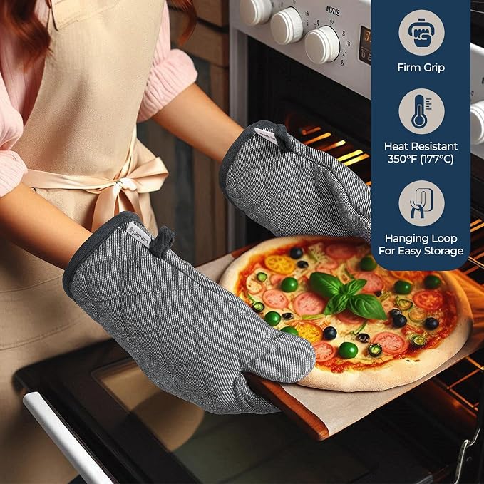 LANE LINEN Kitchen Towels Set 20 Pack - Ultra Soft Cotton Kitchen Hand Towels, Highly Absorbent Dish Cloths, Durable Scrubbers, Flour Sack Tea Towels, Heat Resistant Oven Mitts & Pot Holders - Black