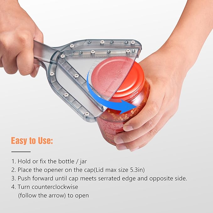 Uinxan Jar Opener for Weak Hands & Seniors with Arthritis - Handheld Manual | Effortlessly Opens Stubborn Screw Lids & Bottle Caps. 304 Stainless Steel. Durable. Patented Kitchen Gadget (Pink)