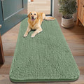 Smiry Dog Door Mat for Muddy Paws 48x30, Absorbent Dirt Trapper, Non-Slip Washable Chenille Entryway Rug for Inside Floor, Olive Green, Classic Solid